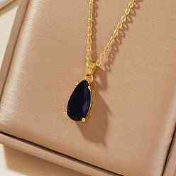 Прозрачный Элегантные латунные паве стеклянные модные ожерелья с подвесками в виде капель воды, идеальный подарок на день святого валентина, золотые, прозрачные, 15.75 дюйм (40 см)