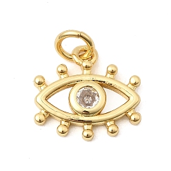Настоящее золото 18K Латунные микро проложить кубического циркония подвески, долговечный, стойки покрытие, без свинца и без кадмия, Очарование глаз, реальный 18 k позолоченный, 12x13x2 мм, Перейти кольцо: 5x0.8 мм, внутренний диаметр: 3.4 мм