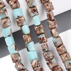 Аква Терра Яшма Синтетические бусины пряди аква терра яшма, квадратный, 6~6.5x6~6.5x4~5 мм, отверстие : 1 мм, около 64~65 шт / нитка, 15.75~16.14 дюйм (40~41 см)