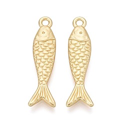 Матовый Золотой Цвет Стойки подвески обшивки сплава, без кадмия и без свинца, рыбы прелести, матовый золотой цвет, 30x8x3.5 мм, отверстие : 1.8 мм