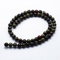 Bloodstone Natural Bloodstone Beads Strands, Round, 12mm, Hole: 1.2mm, about 32pcs/strand,  14.76 inch(37.5cm)