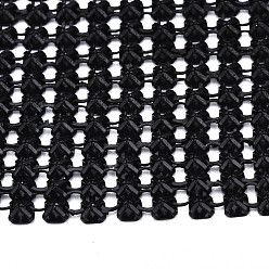 Black Aluminum Beaded Trim Mesh Ribbon Roll, for DIY Jewelry Craft Making, Black, 19-1/4~19-3/4 inch(490~500mm)