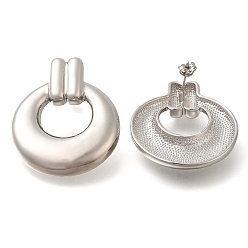 Платина Стойка покрытие кольцо латунные серьги-гвоздики, без свинца и без кадмия, долговечный, платина, 37x30.5 мм