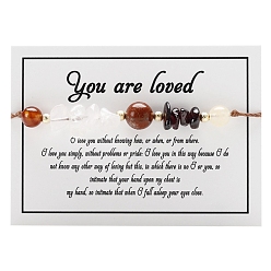 Смешанные камни Натуральный смешанный драгоценный камень плетеные браслеты из бисера, регулируемый браслет круглой формы и фишек, 6-1/4~10-1/4 дюйм (16~26 см)