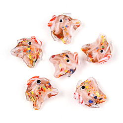 Легкий Лосось Бусины лэмпворк , рыба, светлый померанцевый, 14.5~19x17~21.5x9~10 мм, отверстие : 1.2~1.4 мм, около 29~30 шт / нитка, 17.32~18.50'' (44~47 см)