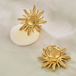 Солнце 304 кольца для пальцев из нержавеющей стали для женщин, золотые, солнце, внутренний диаметр: 18.2 мм