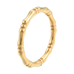 Echt 18 k vergoldet Ionenplattierung (IP) 201 Edelstahl-Bambus-Sticker-Fingerring für Männer und Frauen, echt 18 k vergoldet, us Größe 8 (18.1 mm)