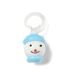 Снеговик Рождество ручной работы Lampwork подвески, снеговик, 29x14x12 мм, отверстие : 8x8 мм