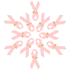 Pink Брошь из полиэстера, с железными булавками, осведомленности ленты, розовые, 65x35x1.5 мм, 90 шт / комплект
