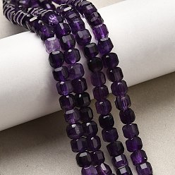Аметист Природный аметист нитей бисера, граненый стол, вырезанный куб, 5~6x5~6x5~6 мм, отверстие : 1.2 мм, около 61 шт / нитка, 12.20~12.80'' (31~32.5 см)