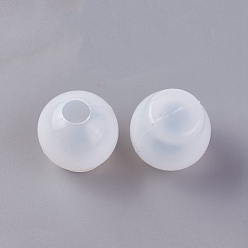 Белый Силиконовые формы, формы для литья смолы, для уф-смолы, изготовление ювелирных изделий из эпоксидной смолы, круглые, сфера плесень, белые, 29x27 мм, отверстие : 10 мм