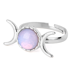 Опал Регулируемые опалитовые кольца в стиле ретро для женщин в форме полумесяца, внутренний диаметр: регулируемый