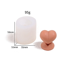 White DIY Heart Shape Food-Grade Candle Silicone Molds, for 3D Scented Candle Making, White, 5.5x5.1x5.8cm