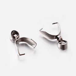 Нержавеющая Сталь Цвет 201 нержавеющей стали поручительств щепотка, щепотка под залог для изготовления кулона, цвет нержавеющей стали, 11.5x4 мм, отверстие : 4x4 мм, штифты : 0.6 мм