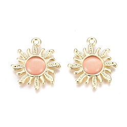 Легкий Лосось Подвески, сплав, кошачий глаз, солнце, золотые, светлый померанцевый, 21.5x18.5x3 мм, отверстие : 1.6 мм