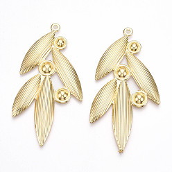 Золотой Стойка металлическая обшивка большие подвески, лист, без кадмия, без никеля и без свинца, золотые, 62~63.5x33x2.6 мм, отверстие : 1.8 мм