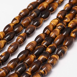 Тигровый глаз Природных тигровый глаз бисер нитей, класс А, рис, 16x6 мм, отверстие : 1.2 мм, 25 шт / нитка, 15.7 дюйм