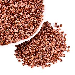 Chocolat Perles de verre cylindriques opaques de Picasso, trou rond, chocolat, 2.5x1.5mm, Trou: 1.2~1.4mm, environ 30000 pcs / livre