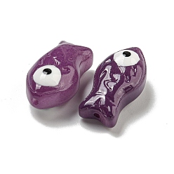 Фиолетовый Прозрачные стеклянные бусины ручной работы, бусины ручной работы, с эмалью, рыба, фиолетовые, 21.5x11x8.5~10 мм, отверстие : 1.2~1.4 мм