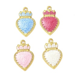(52) Непрозрачная лаванда 304 нержавеющей стальной эмали подвески, со стразами, ионное покрытие (ip), сердце прелести, золотые, разноцветные, 27x17x2.5 мм, отверстие : 1.8 мм