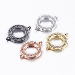 (52) Непрозрачная лаванда Латунные микро проложить кубических ссылки циркония, плоско-круглые, разноцветные, 14x19.5x2 мм, отверстие : 1.5 мм