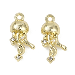 Золотой Подвески из сплава , со стразами, без свинца, без кадмии и без никеля, стойки покрытие, медуза, золотые, 18x9.5x5 мм, отверстие : 1.4 мм
