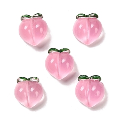 Pink Transparent Resin Fruit Decoden Cabochons, 3D Peach, Pink, 17.5x16x11.5mm