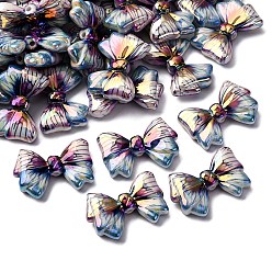 Фиолетовый Непрозрачные акриловые бусины с печатью и УФ-покрытием, радужный, бантом, фиолетовые, 20.5x29.5x7.5 мм, отверстие : 2 мм