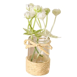 Лайм Пластиковые цветы и стеклянные вазы миниатюрные украшения, аксессуары для домашнего кукольного домика с микро-ландшафтом, притворяясь опорными украшениями, желто-зеленые, 26x75 мм