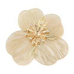 Настоящее золото 18K Латунные кобошоны, цветок, реальный 18 k позолоченный, 36x38.5x4.5 мм