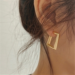 Золотой Сплав серьги для женщин, ромб, золотые, 18x11 мм