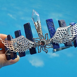 Ляпис-Лазурь Резинки для волос из натурального лазурита, крылья с солнечными коронами-резинками для волос для женщин и девочек, 350x150 мм