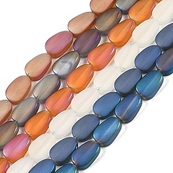 Couleur Mélangete Perles en verre electroplate, givré, ovale, couleur mixte, 14x9x4.5mm, Trou: 1mm, Environ 50 pcs/chapelet, 27.17 pouce (69 cm)