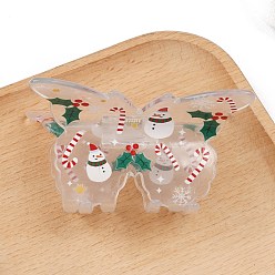 Снеговик Рождественская тема, заколки для волос из ПВХ с когтями, снеговик, 73x65 мм