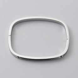 Нержавеющая Сталь Цвет Прозрачный кубический цирконий прямоугольный браслет на петлях, 304 рифленый браслет из нержавеющей стали для женщин, нержавеющая сталь, внутренний диаметр: 1-3/4~2-1/4 дюйм (4.6~5.75 см)