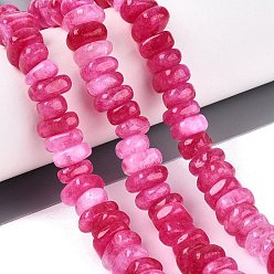 Deep Pink Dyed Natural Quartz Beads Strands, Nuggets, Heishi Beads, Deep Pink, 6~13x6~13x3~6mm, Hole: 1~1.2mm, about 80~86pcs/strand, 14.37~15.75 inch(36.5~40cm)