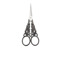 Antique Silver Stainless Steel Flower Scissors, Embroidery Scissors, Sewing Scissors, with Zinc Alloy Handle, Antique Silver, 145x68mm