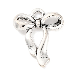 Античное Серебро Сплавочные подвески тибетского стиля, бантом прелести, античное серебро, 22x17.5x4 мм, отверстие : 2.5 мм