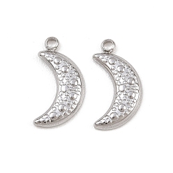 Нержавеющая Сталь Цвет 304 подвески из нержавеющей стали, луна с подвеской в горошек, цвет нержавеющей стали, 15x9.5x2 мм, отверстие : 1.5 мм