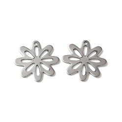 Нержавеющая Сталь Цвет 201 подвески из нержавеющей стали, цветок, цвет нержавеющей стали, 16x0.5 мм, отверстие : 1 мм