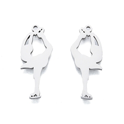 Stainless Steel Color Non-Tarnish 201 Stainless Steel Pendant, Figure Skater, Stainless Steel Color, 30.5x12x1.5mm, Hole: 1.5mm