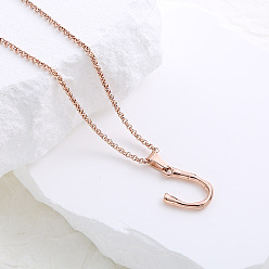 Letter U Ожерелья с подвесками из нержавеющей стали с буквами для женщин и мужчин, розовое золото , Буква U