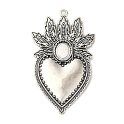 Античное Серебро Сплавочные подвески тибетского стиля, без кадмия и без свинца, святое сердце, античное серебро, 58.5x34x3 мм, отверстие : 1.8 мм, Около 107 шт / 1000 г