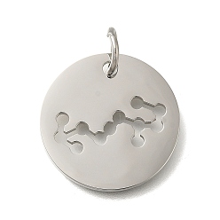 Скорпион Антикоррозийные 304 подвески из нержавеющей стали, с целью перехода в кольце, лазерная резка, плоский круглый с подвеской в виде созвездия, цвет нержавеющей стали, Скорпион, 20x1.5 мм, отверстие : 5 мм