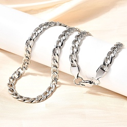 Нержавеющая Сталь Цвет 6мм 304 ожерелья из кубинской цепи из нержавеющей стали для женщин и мужчин, не тускнеет, цвет нержавеющей стали, 23.62 дюйм (60 см)