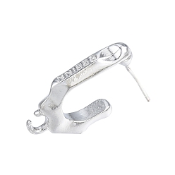 Платина Сплав серьги выводы, фурнитура для сережек в форме полукольца, с горизонтальными петлями и 304 штифтами из нержавеющей стали, овальные, без кадмия, без никеля и без свинца, платина, 22.5x3.5 мм, отверстие : 2.5 мм, штифты : 0.7 мм