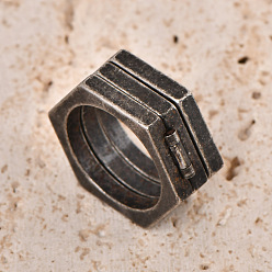 Черный 304 Складные кольца из нержавеющей стали для мужчин, шестиугольник, чёрные, 10 мм, размер США 10 (19.8 мм)