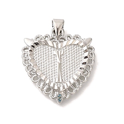 Letter I Стойки обшивки латунные подвески, без кадмия и без свинца, сердце с подвесками в виде буквы az, Буква "i", 24x22x3 мм, отверстие : 5x3.5 мм