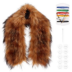 (932FM) Темно-синий аква-матовый с подкладкой Воротник из искусственного шерстяного меха, иголкой и ниткой, Кнопки, темно-золотистые, 880x220x40 мм