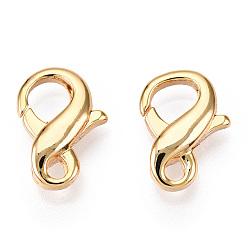 Настоящее золото 18K Карабин-лобстеры, латунные, для изготовления ювелирных изделий, реальный 18 k позолоченный, 13.5x9.5x4 мм, отверстие : 1.8 мм